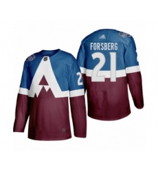 Men's Colorado Avalanche #21 Peter Forsberg Authentic Burgundy Blue 2020 Stadium Series Hockey Jersey