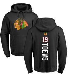 NHL Adidas Chicago Blackhawks #19 Jonathan Toews Black Backer Pullover Hoodie