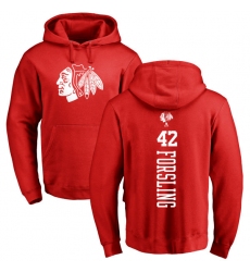 NHL Adidas Chicago Blackhawks #42 Gustav Forsling Red One Color Backer Pullover Hoodie