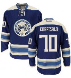 Men's Reebok Columbus Blue Jackets #70 Joonas Korpisalo Authentic Navy Blue Third NHL Jersey