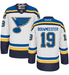 Men's Reebok St. Louis Blues #19 Jay Bouwmeester Authentic White Away NHL Jersey