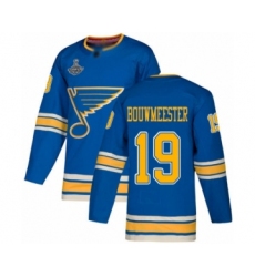 Youth St. Louis Blues #19 Jay Bouwmeester Authentic Navy Blue Alternate 2019 Stanley Cup Champions Hockey Jersey