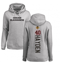 NHL Women's Adidas Chicago Blackhawks #40 John Hayden Ash Backer Pullover Hoodie