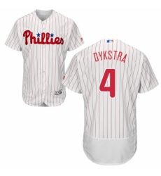 Men's Majestic Philadelphia Phillies #4 Lenny Dykstra White Home Flex Base Authentic Collection MLB Jersey