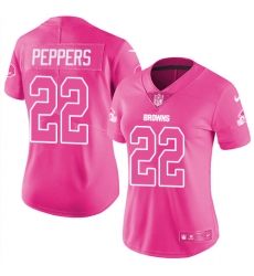 Women's Nike Cleveland Browns #22 Jabrill Peppers Limited Pink Rush Fashion NFL Jersey
