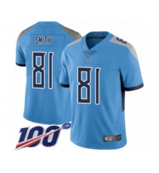 Youth Tennessee Titans #81 Jonnu Smith Light Blue Alternate Vapor Untouchable Limited Player 100th Season Football Jersey