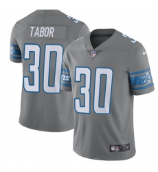 Men's Nike Detroit Lions #30 Teez Tabor Elite Steel Rush Vapor Untouchable NFL Jersey