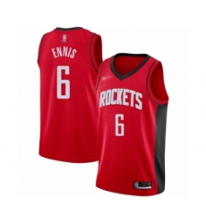 Men's Houston Rockets #6 Tyler Ennis Authentic Red Finished Basketball Jersey - Icon Edition