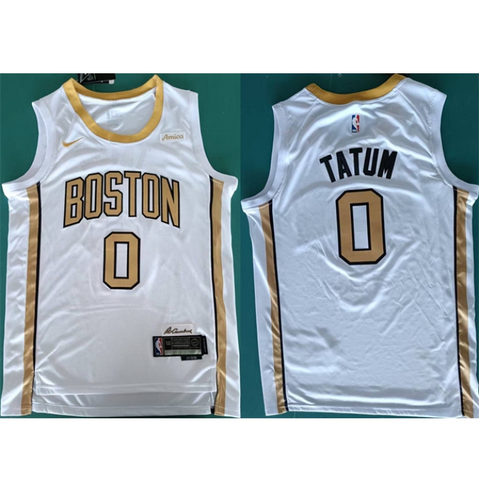 Men's Boston Celtics #0 Jayson Tatum White Stitched Basketball Jersey