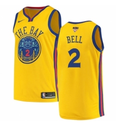 Men's Nike Golden State Warriors #2 Jordan Bell Authentic Gold 2018 NBA Finals Bound NBA Jersey - City Edition