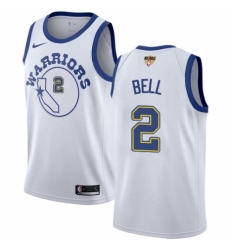 Women's Nike Golden State Warriors #2 Jordan Bell Authentic White Hardwood Classics 2018 NBA Finals Bound NBA Jersey