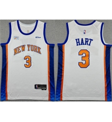 Men's New Yok Knicks #3 Josh Hart White 2024-25 City Edition Stitched Basketball Jersey