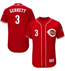 Men's Majestic Cincinnati Reds #3 Scooter Gennett Red Alternate Flex Base Authentic Collection MLB Jersey