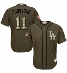 Youth Majestic Los Angeles Dodgers #11 Logan Forsythe Authentic Green Salute to Service MLB Jersey