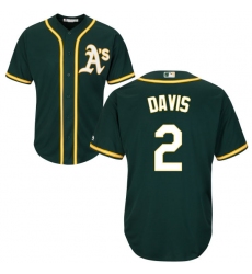 Youth Majestic Oakland Athletics #2 Khris Davis Replica Green Alternate 1 Cool Base MLB Jersey