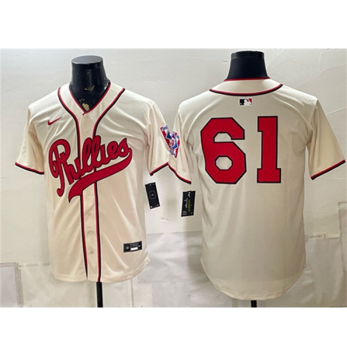Men's Philadelphia Phillies #61 Cristopher Sánchez Cream 2026 Field of Dreams Stadium Stitched Baseball Jersey