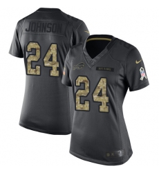 Women's Nike Buffalo Bills #24 Leonard Johnson Limited Black 2016 Salute to Service NFL Jersey