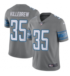Men's Nike Detroit Lions #35 Miles Killebrew Limited Steel Rush Vapor Untouchable NFL Jersey