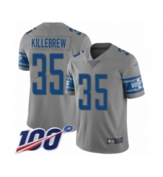 Youth Detroit Lions #35 Miles Killebrew Limited Gray Inverted Legend 100th Season Football Jersey