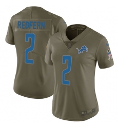 Women's Nike Detroit Lions #2 Kasey Redfern Limited Olive 2017 Salute to Service NFL Jersey