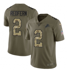 Youth Nike Detroit Lions #2 Kasey Redfern Limited Olive/Camo Salute to Service NFL Jersey