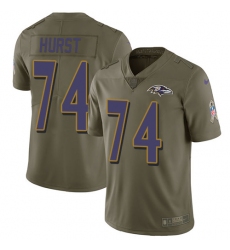 Youth Nike Baltimore Ravens #74 James Hurst Limited Olive 2017 Salute to Service NFL Jersey
