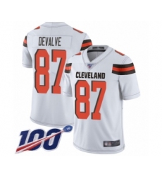 Men's Cleveland Browns #87 Seth DeValve White Vapor Untouchable Limited Player 100th Season Football Jersey