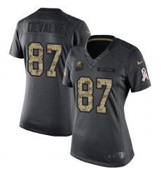 Women's Nike Cleveland Browns #87 Seth DeValve Limited Black 2016 Salute to Service NFL Jersey