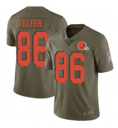 Men's Nike Cleveland Browns #86 Randall Telfer Limited Olive 2017 Salute to Service NFL Jersey