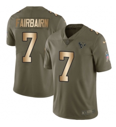 Men's Nike Houston Texans #7 Ka'imi Fairbairn Limited Olive/Gold 2017 Salute to Service NFL Jersey
