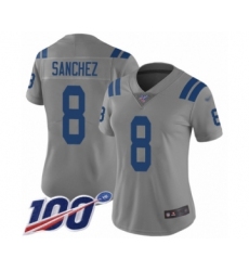 Women's Indianapolis Colts #8 Rigoberto Sanchez Limited Gray Inverted Legend 100th Season Football Jersey