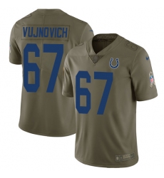 Men's Nike Indianapolis Colts #67 Jeremy Vujnovich Limited Olive 2017 Salute to Service NFL Jersey