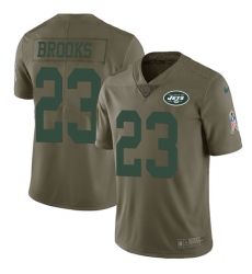 Men's Nike New York Jets #23 Terrence Brooks Limited Olive 2017 Salute to Service NFL Jersey