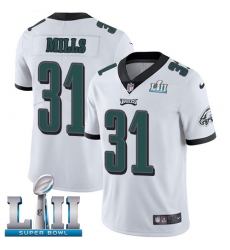 Men's Nike Philadelphia Eagles #31 Jalen Mills White Vapor Untouchable Limited Player Super Bowl LII NFL Jersey