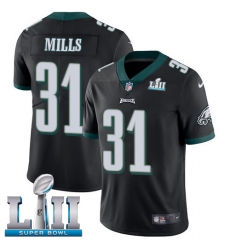 Youth Nike Philadelphia Eagles #31 Jalen Mills Black Alternate Vapor Untouchable Limited Player Super Bowl LII NFL Jersey