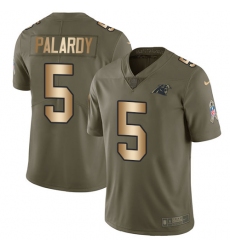 Men's Nike Carolina Panthers #5 Michael Palardy Limited Olive/Gold 2017 Salute to Service NFL Jersey