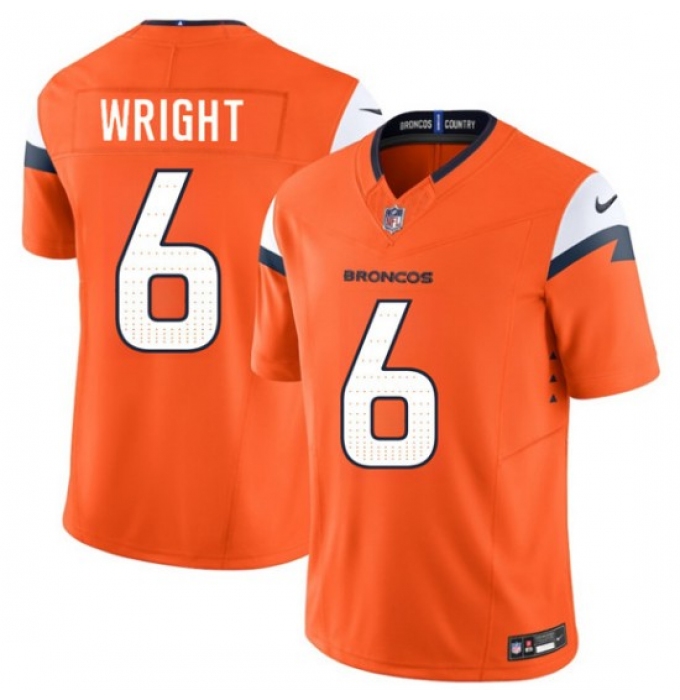 Men's Denver Broncos #6 William Wright Orange 2026 Draft F.U.S.E. Vapor Limited Football Stitched Jersey