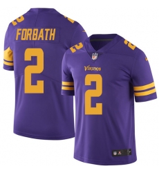 Men's Nike Minnesota Vikings #2 Kai Forbath Limited Purple Rush Vapor Untouchable NFL Jersey