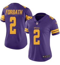Women's Nike Minnesota Vikings #2 Kai Forbath Limited Purple Rush Vapor Untouchable NFL Jersey