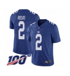 Men's New York Giants #2 Aldrick Rosas Royal Blue Team Color Vapor Untouchable Limited Player 100th Season Football Jersey