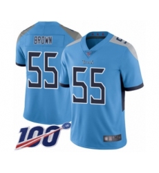 Youth Tennessee Titans #55 Jayon Brown Light Blue Alternate Vapor Untouchable Limited Player 100th Season Football Jersey