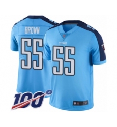 Youth Tennessee Titans #55 Jayon Brown Limited Light Blue Rush Vapor Untouchable 100th Season Football Jersey