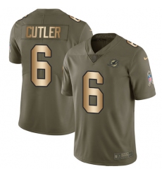 Men's Nike Miami Dolphins #6 Jay Cutler Limited Olive/Gold 2017 Salute to Service NFL Jersey