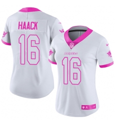Women's Nike Miami Dolphins #16 Matt Haack Limited White/Pink Rush Fashion NFL Jersey