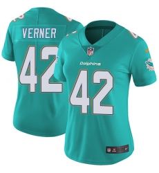 Women's Nike Miami Dolphins #42 Alterraun Verner Aqua Green Team Color Vapor Untouchable Limited Player NFL Jersey