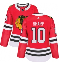 Women's Adidas Chicago Blackhawks #10 Patrick Sharp Authentic Red Home NHL Jersey
