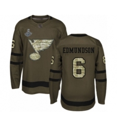 Men's St. Louis Blues #6 Joel Edmundson Authentic Green Salute to Service 2019 Stanley Cup Champions Hockey Jersey