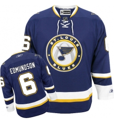 Women's Reebok St. Louis Blues #6 Joel Edmundson Authentic Navy Blue Third NHL Jersey