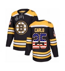 Youth Boston Bruins #25 Brandon Carlo Authentic Black USA Flag Fashion 2019 Stanley Cup Final Bound Hockey Jersey