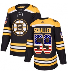 Men's Adidas Boston Bruins #59 Tim Schaller Authentic Black USA Flag Fashion NHL Jersey